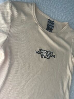 Broken Promises Graphic Cropped Tee “Whatever You’re Feeling It’s OK” Cream Medi